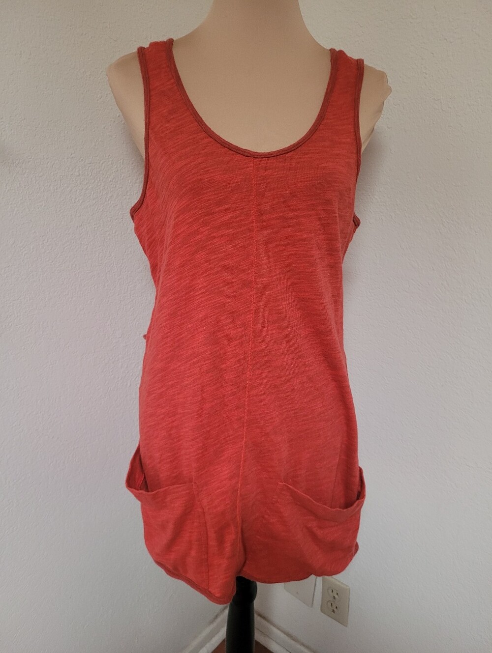 Free People Beach Heathered Red Pocket Tank Mini Dress